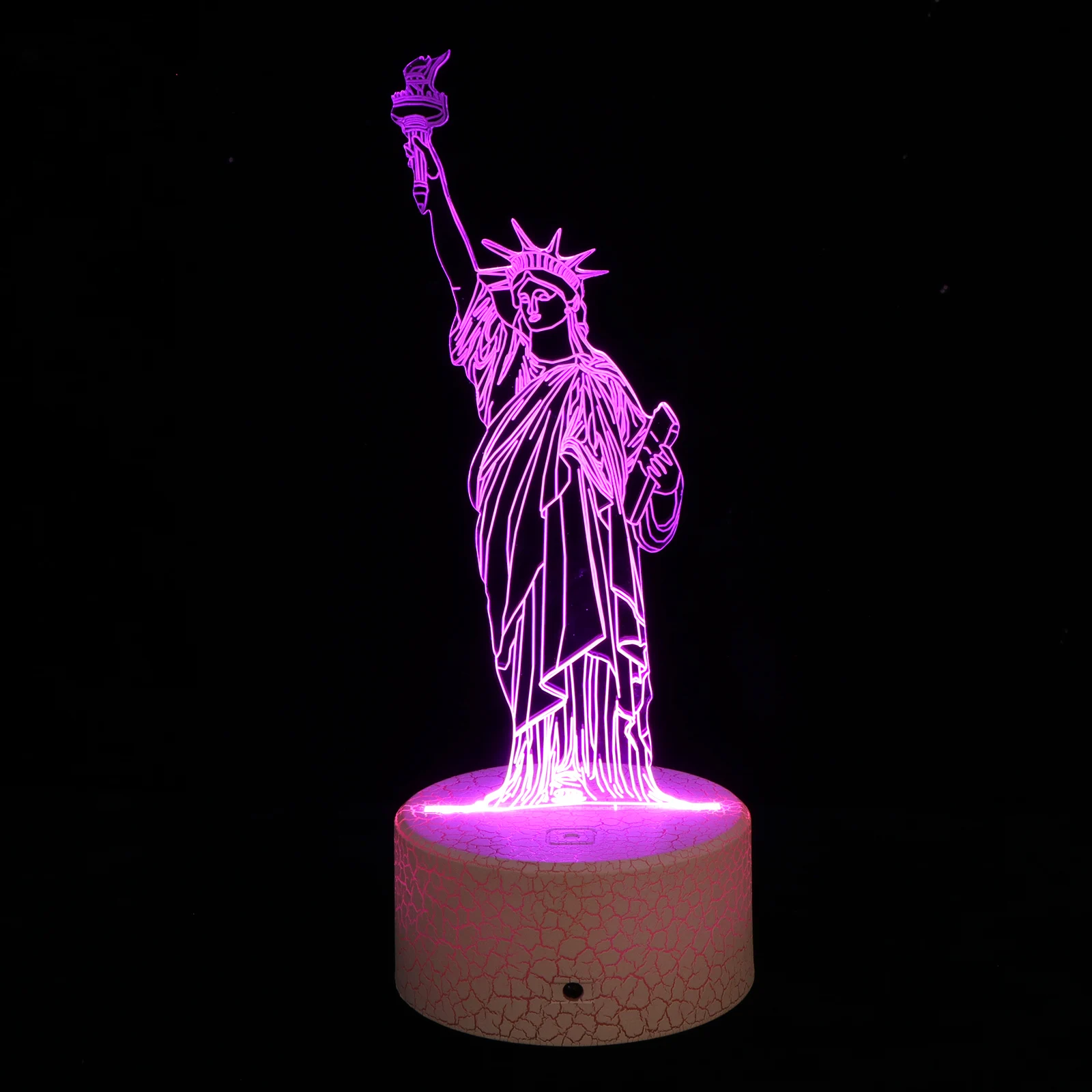 

LED Small Table Lamp 3D Touch USB Charging Multicolor Statue of Liberty Night Light for Bedroom Living Room Decor