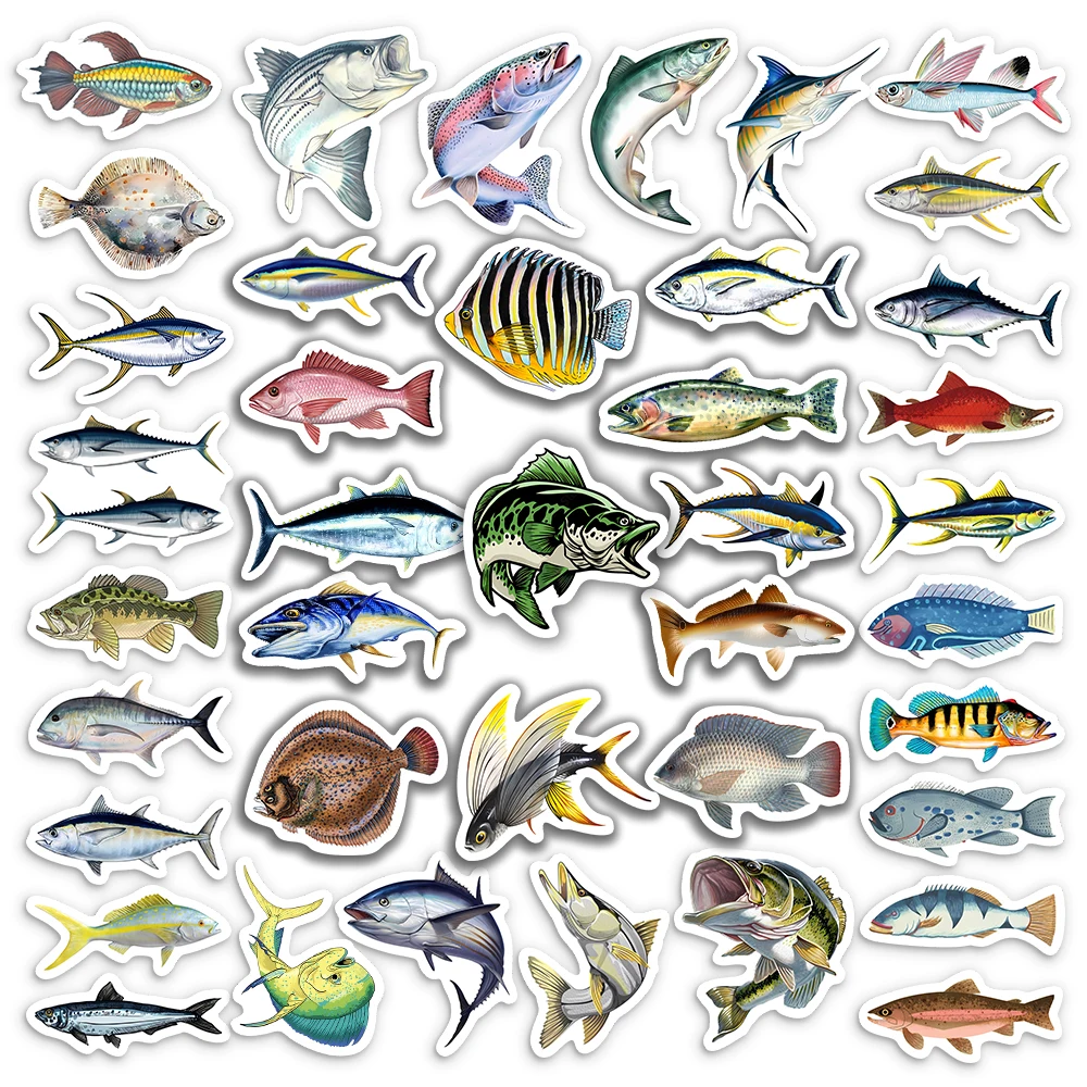 Cool Fish Artwork Stickers tuna fish Kids DIY Toy Gift Decorative Decal for Scrapbook Phone Luggage Bottles Waterproof