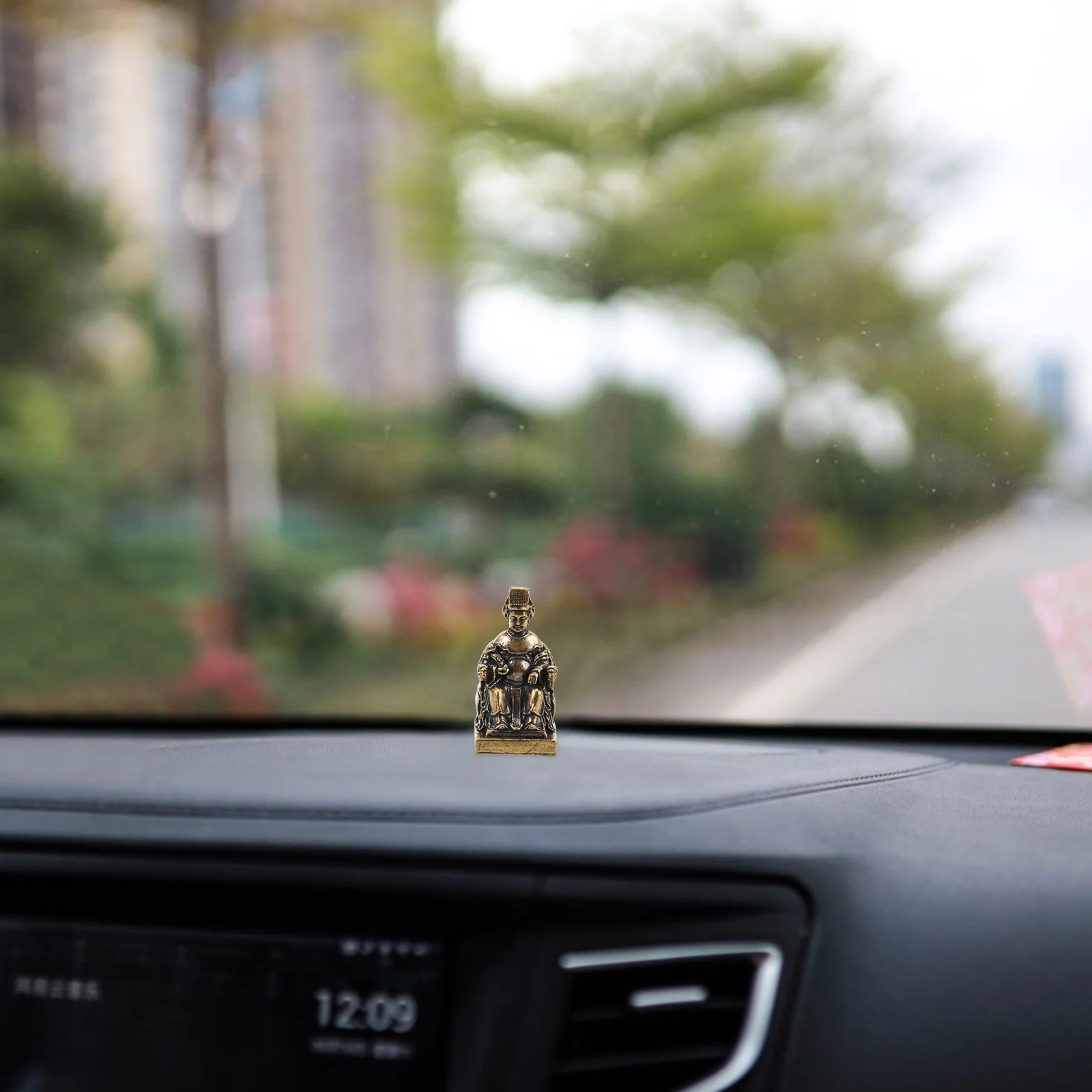 

Vintage Brass Sculpture Mini Standing Goddess Statue For Desk Home Office Decor Feng Shui Car Ornament Asian Blessing