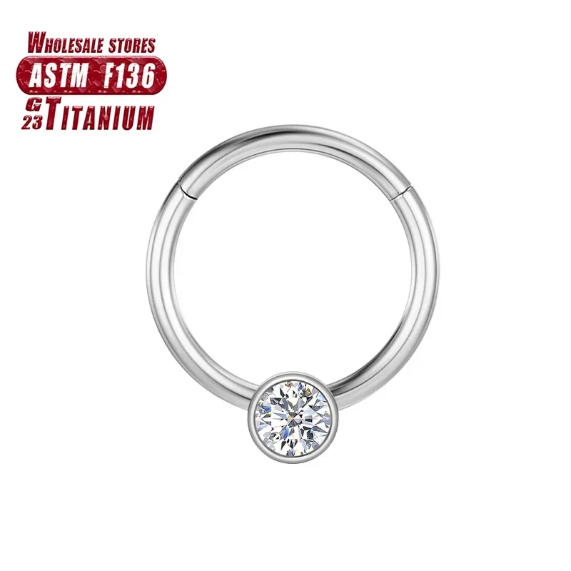 F136 Titanium piercing Clicker Cartilage Septum Goth Nose Ring Hoop Tragus Helix Industrial Labret Women Earrings Body Jewelry