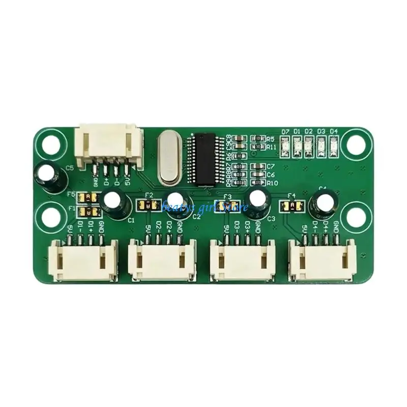 C7AB USB 2.0 Splitter Module 1-to-4 Expansion Circuit, 5V Input, LED Lights for DIY Electronics Projects Use