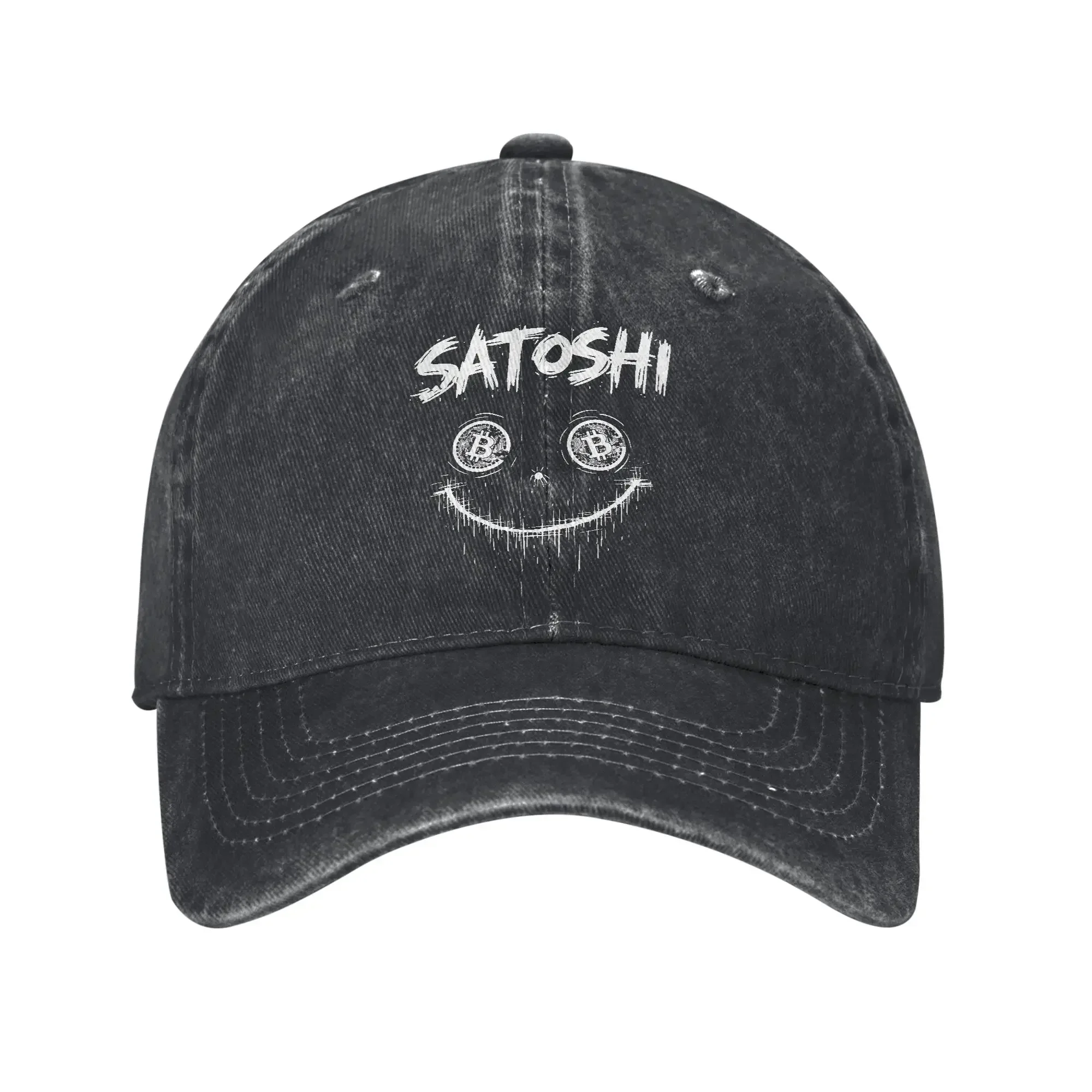 New Washed Baseball Cap Blockchain Bitcoin Satoshi Laugh Face Spring Trucker Hat For Men Women  Trendy Outdoor Gym Sun Baseball