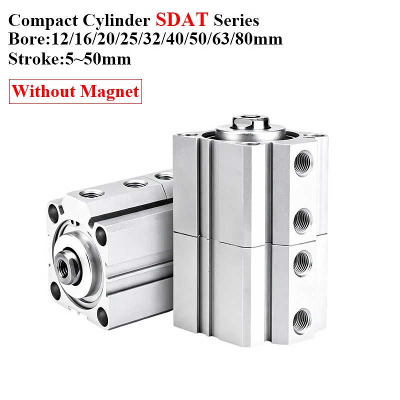SDAT12 SDAT16 SDAT20 SADT32 SDAT40 SDAT 50 63 80mm Bore Double Acting High Force Tandem Air Pneumatic Cylinder