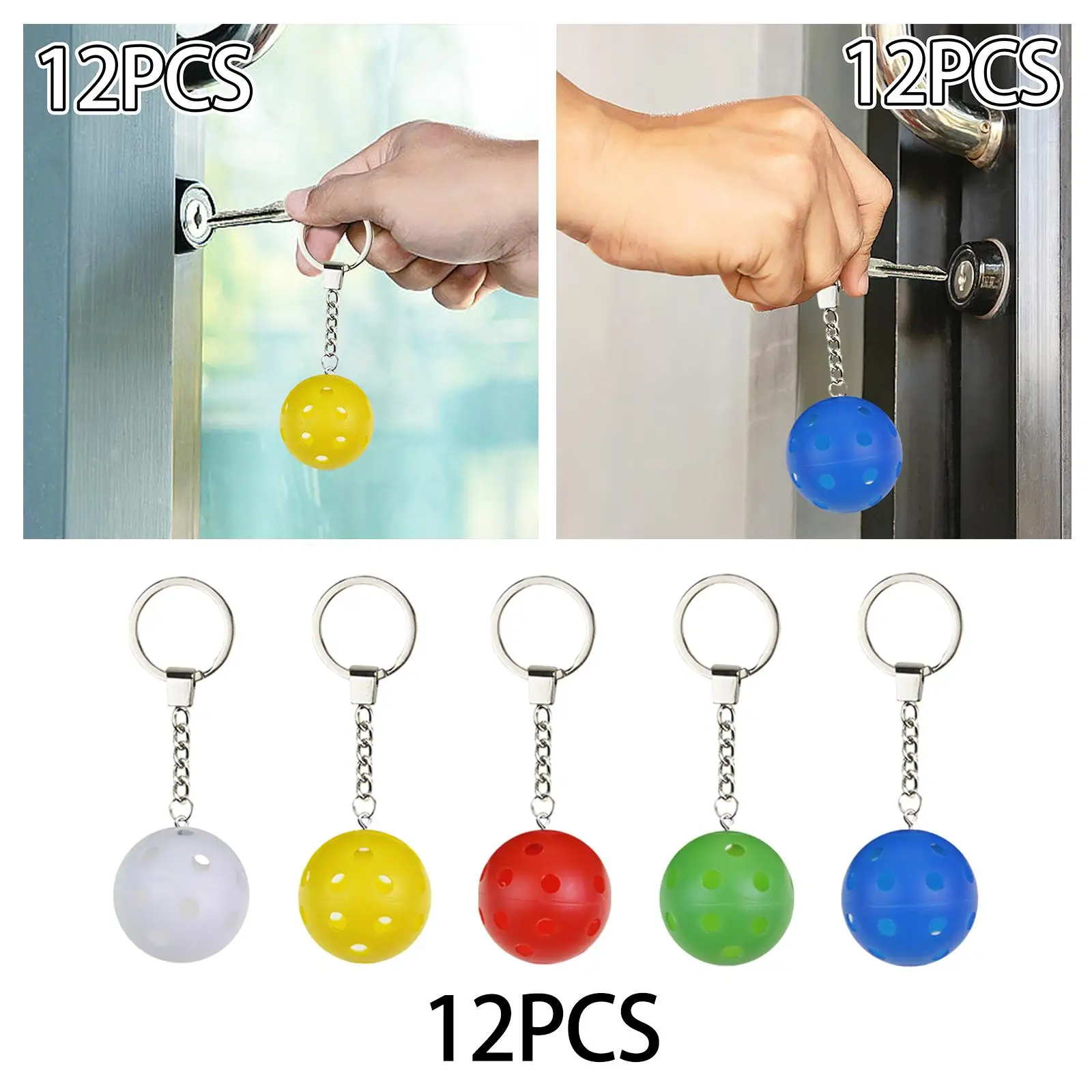 12Pcs/Set Pickleball Keychain Bag Pendant for Luggage Tags Purse Accessories Car Keychain Key Holder Pickleball Lovers Gifts