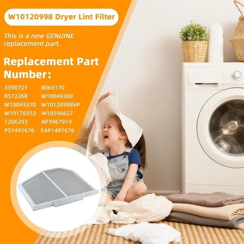 D0AB Home Dryer Maintenance Filter, Stainless Steel Lint Screen Replacement Assembly with Plastic Frame for Routine Fiber