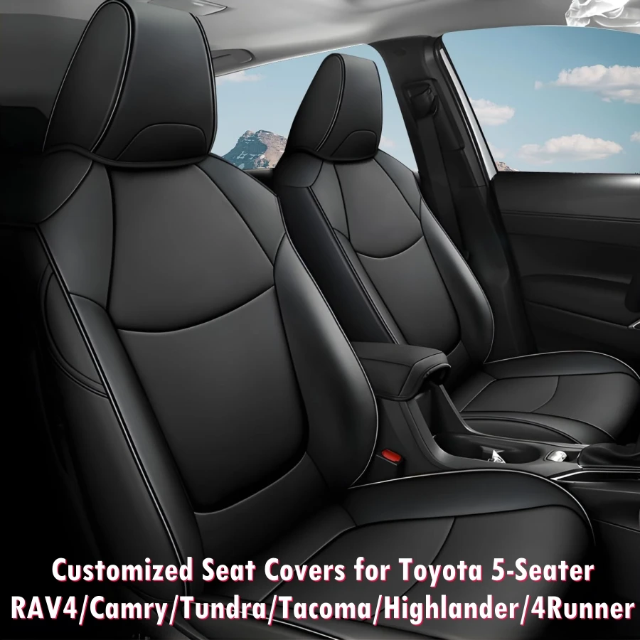 

Customized Seat Covers for Toyota All Models RAV4 Camry Tundra Tacoma Highlander 4Runner 5-Seater PU Leather Full Set Seat Cover