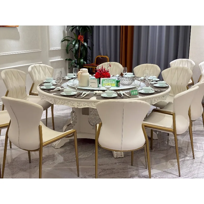 European Style Solid Wooden Rotating Dining Table