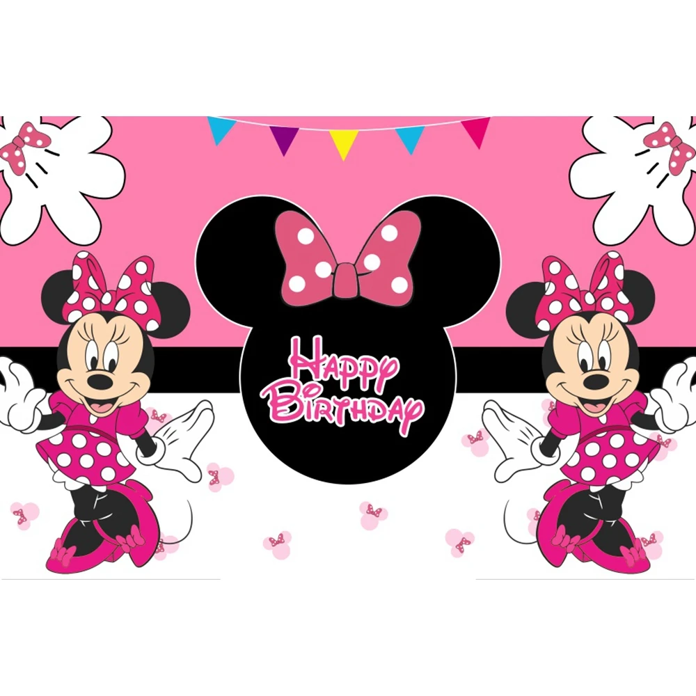 Disney Cartoon Mickey Mouse Mickey Minnie Kids Happy Birthday Photography Background Decor Party Backdrop Baby Shower Banner