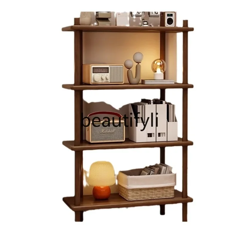 

Solid wood bookshelf Floor shelf Household simple living room Multi-layer storage rack Wall bookcase