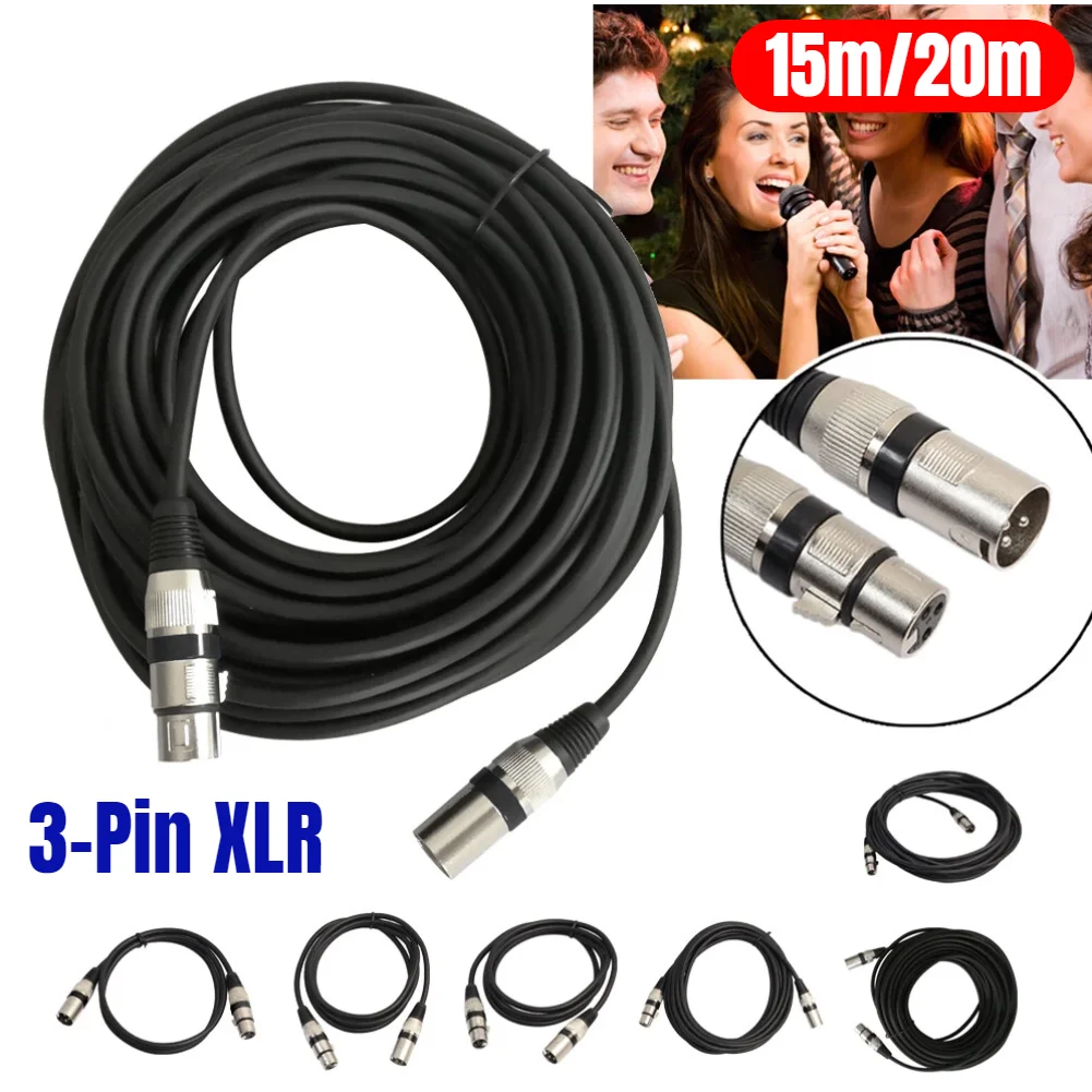 3-pinowy przewód XLR do mikrofonu MIC przewód zasilający męski na żeński rozszerzenie Audio przewód do mikrofonu 3m/5m/10m/15m/20m