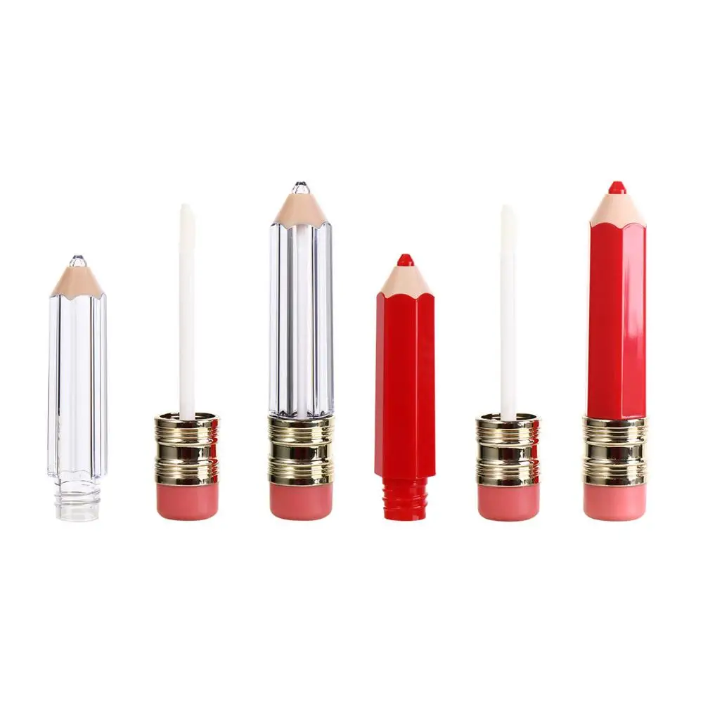 Portable 5ml Lipgloss Tube Pencil Shape Mini Sample Vials Empty Plastic Lipstick Tube Women