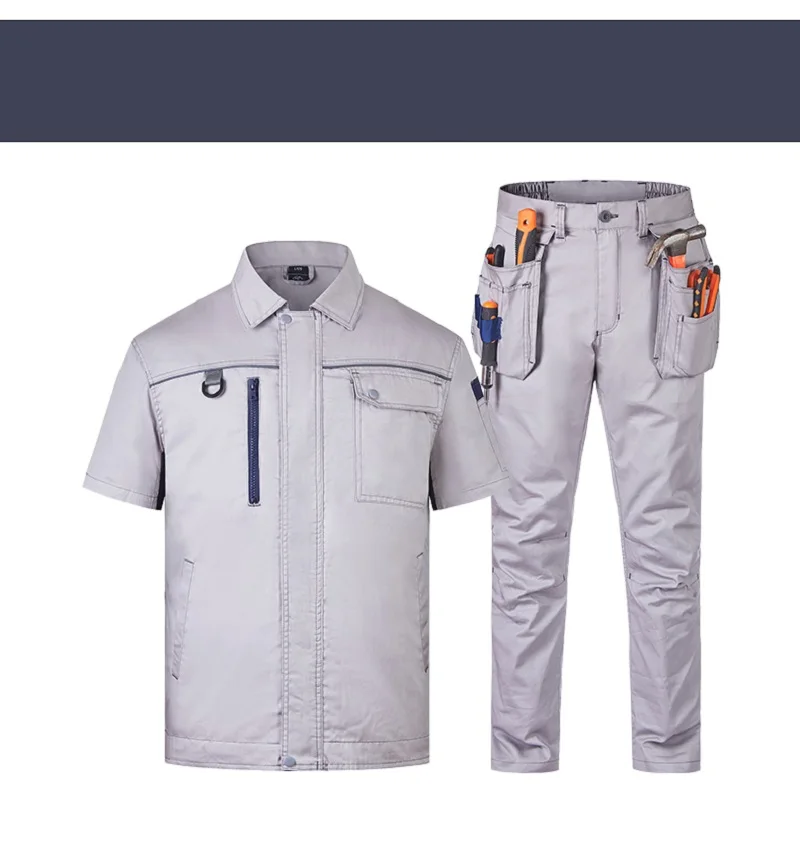 Summer Work Clothing Breathable Cotton Working Uniform Factory Workshop Electrical Mechanical Worker Coverall Plus Size Suit 5xl