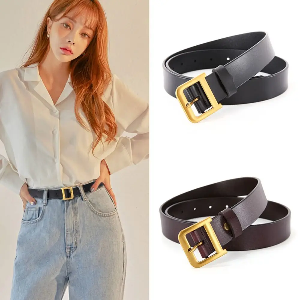 Women Luxury Design Letter D Genuine Leather Belt Casual Versatile Pin Buckle Waistband Trendy Business Waist Strap