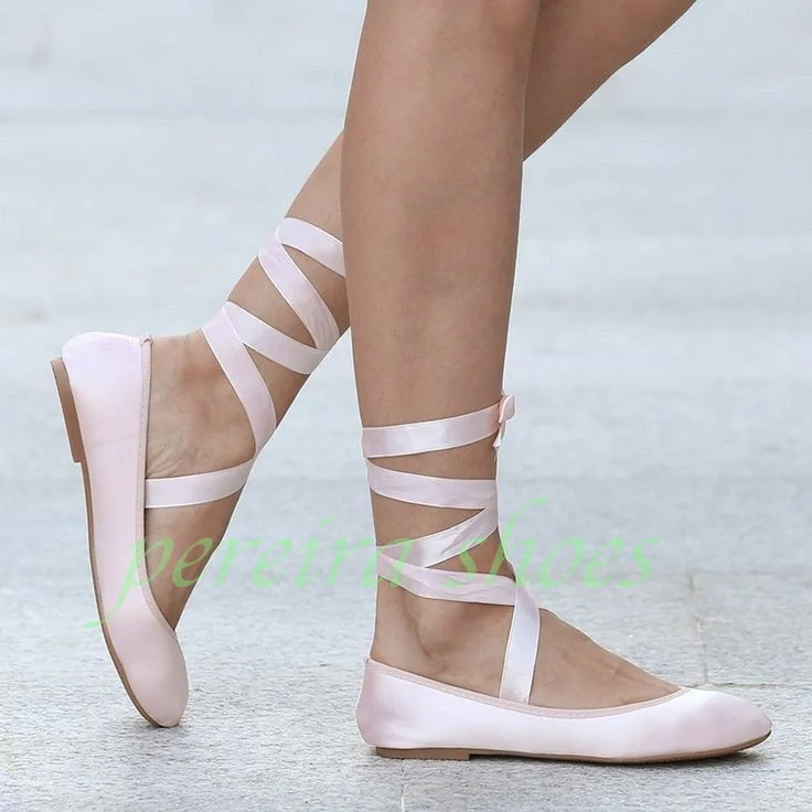 

Lady Elegant Pink Stain Flats Ballet Shoes Black Runway Dress Dance Shoes Lace-Up Cut-Out Footwear Daily Suede Mary Janes Shoes