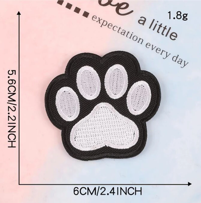 10Pcs Dog Paw Embroidered Patches Iron On Girls Boys Clothes Stickers