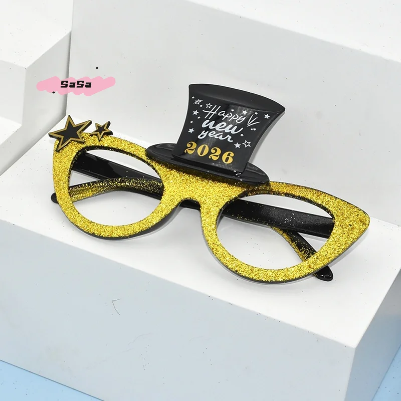 1/3/4 قطعة 2026 سنة جديدة سعيدة عدد النظارات الماس بريق النظارات الشمسية تأثيري الدعامة عيد الميلاد الطرف الديكور مضحك وهج نظارات