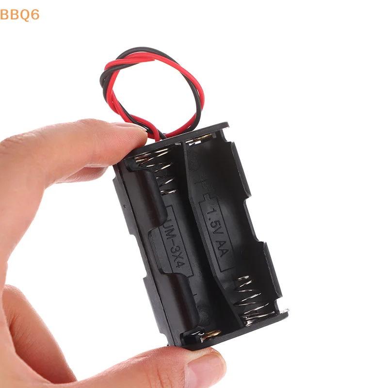1/2/4PCS AA Battery Holder 6V for 4 X AA Batteries Black Plastic Storage Box AA Battery Case Dual Layers With Wire Lead