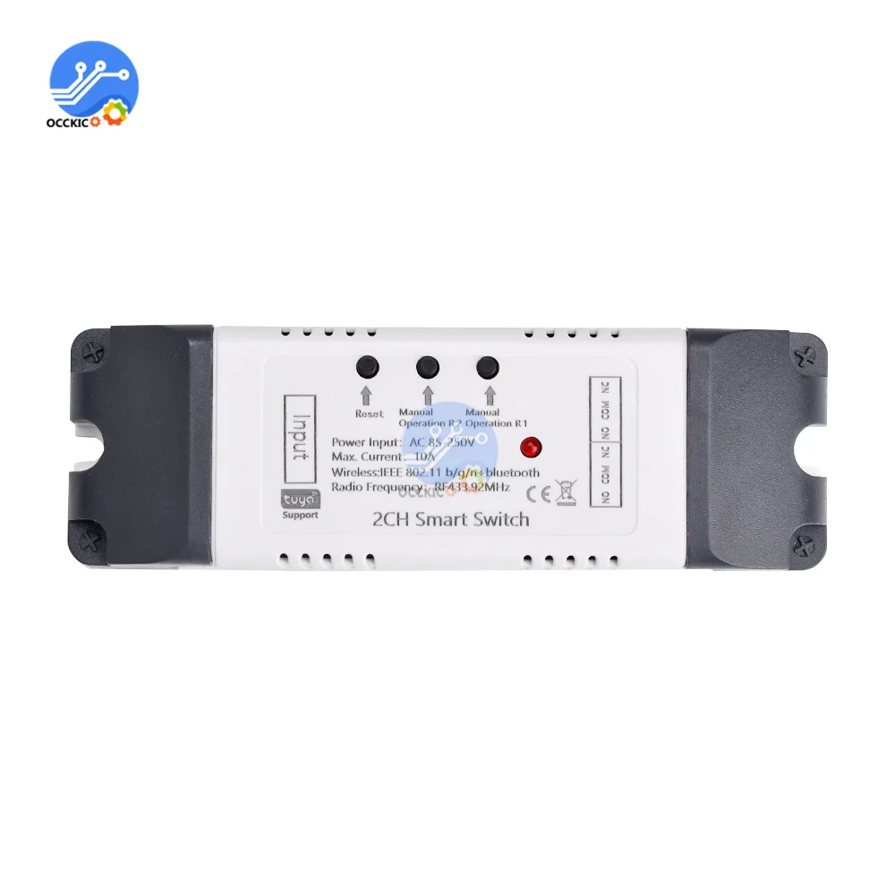 AC85-250V Work With Tuya Smart Wifi Motor Switch Module RF 433 Radio Remote Control 2 Channels Inching Relay