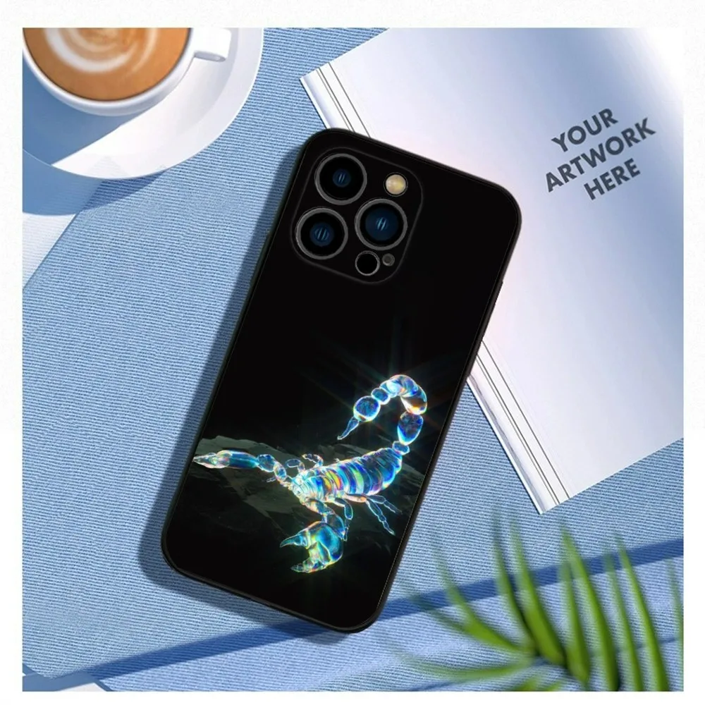 Cool insect Scorpion Phone Case For iPhone15,14,13,12 Mini 11 Pro XR,X,XS,MAX 7,8 Plus Silicone Cover Soft Black