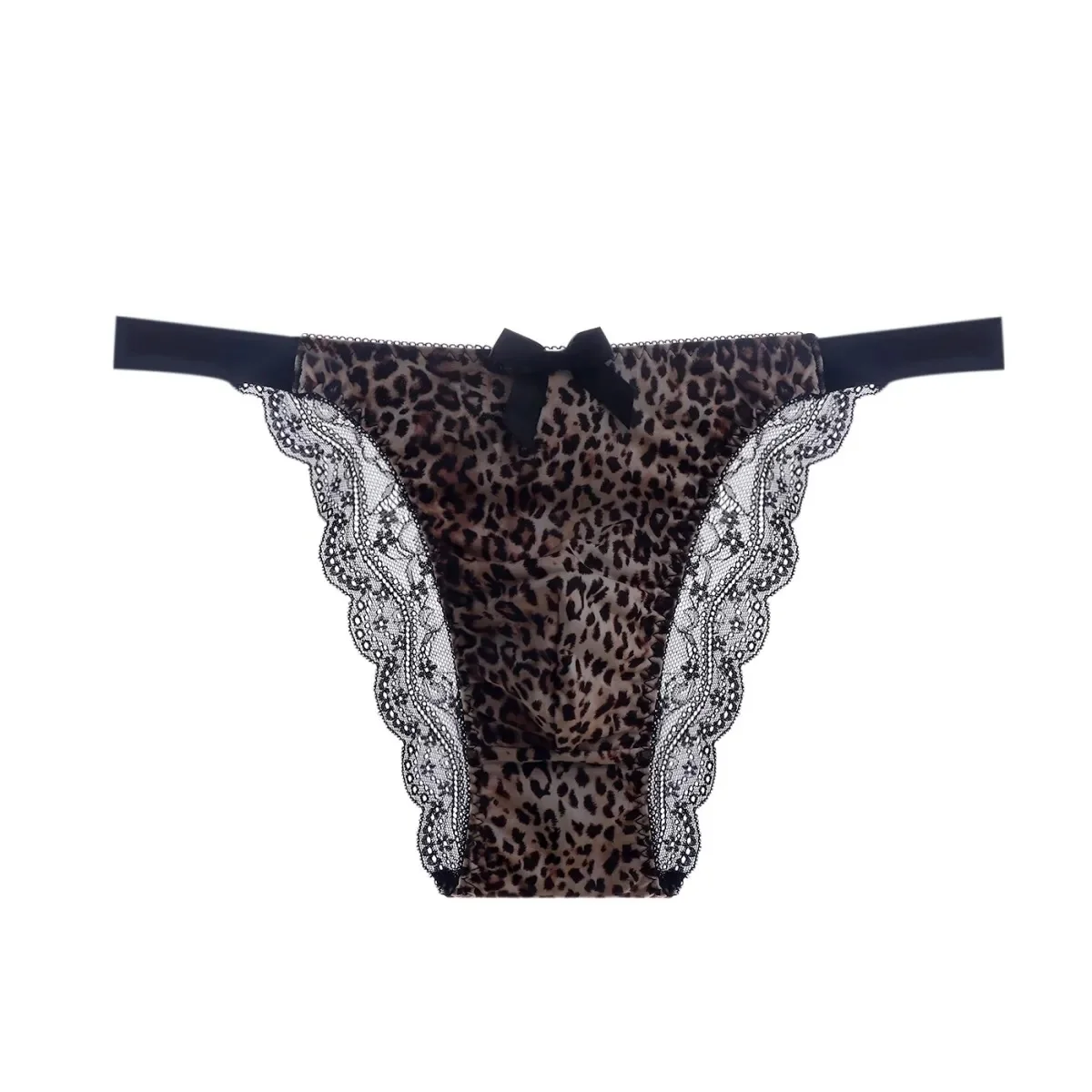 Man's Thong Briefs Leopard Lace Live Show Lace BF Panty