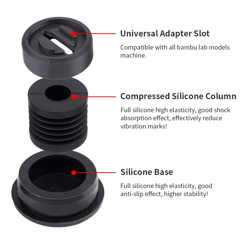 

Anti-slip Anti Vibration Dust-proof Rubber Foot Pad Feet For Bambu Lab P1S Bambulab X1 Carbon Fit A1 A1Mini 3D Printer part