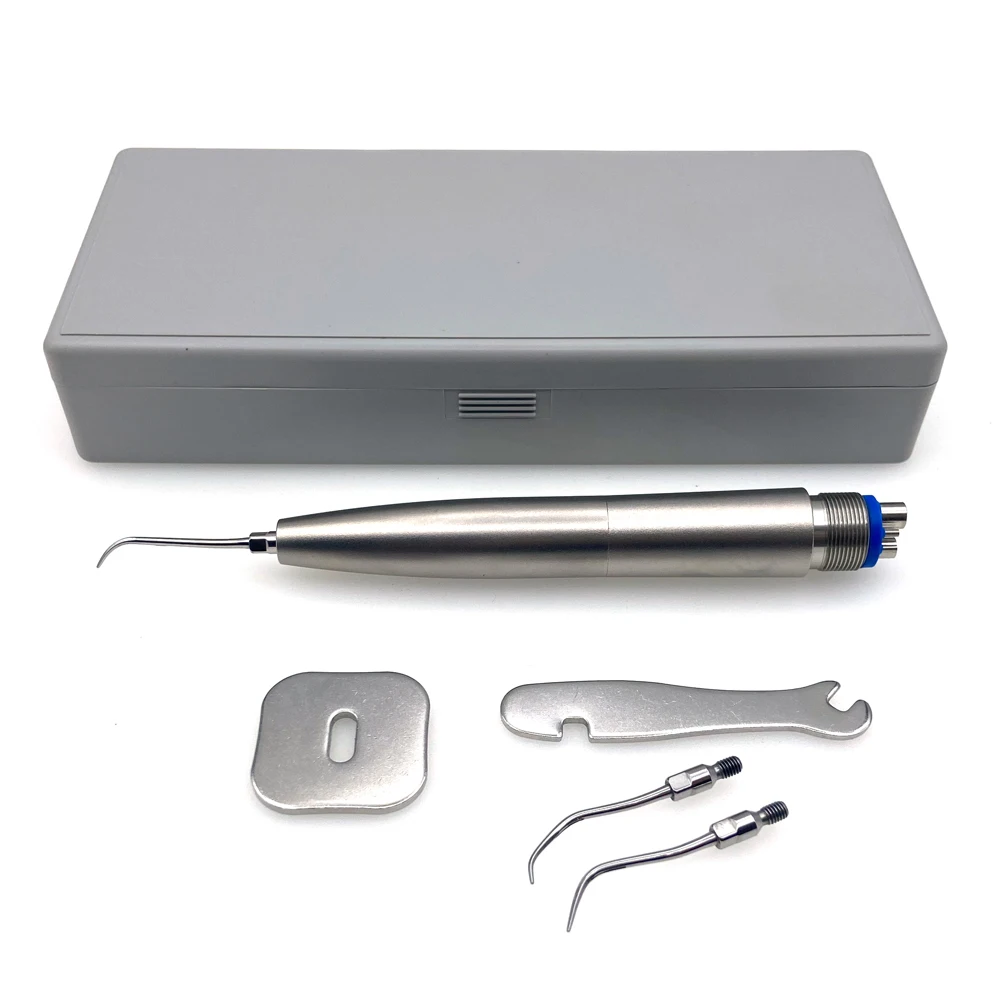 

Dental Ultrasonic Air Scaler with 3 Working Tips Super Sonic Scaling Frequency Pneumatic Scaler