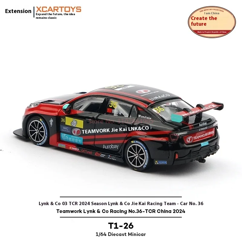 Xcartoys 1:64 trabajo en equipo Lynk & Co Racing No.36-Tcr China 2024 colección de modelos de coches fundidos a presión en miniatura