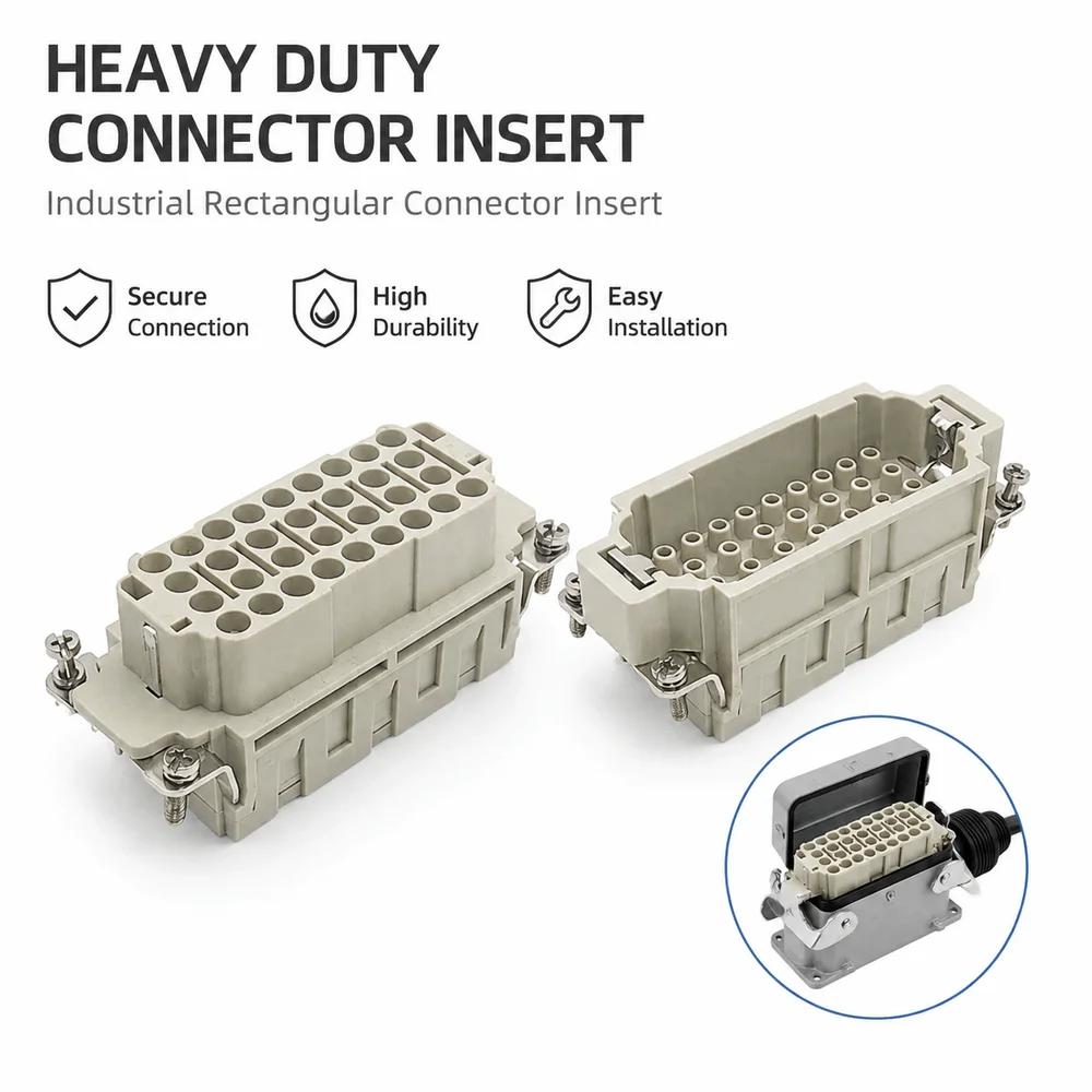 Male or Female Rectangular Connector Insert Waterproof High Density Layout Heavy Duty Connector Crimp Termination