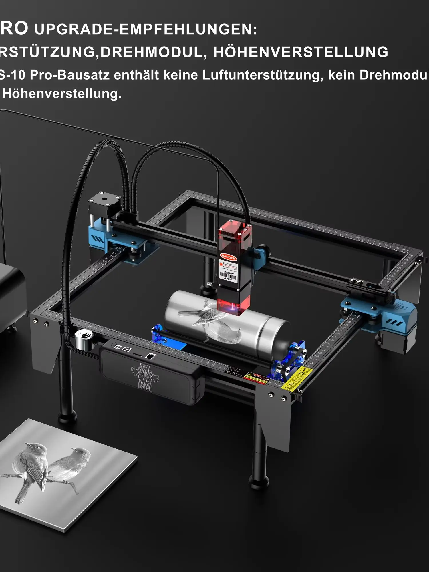 TWOTREES TTS-10 Pro Lasergravierer Edelstahl-Logodrucker Metall-Lasergravurmaschine zum Schneiden von Acryl, Holz und Leder
