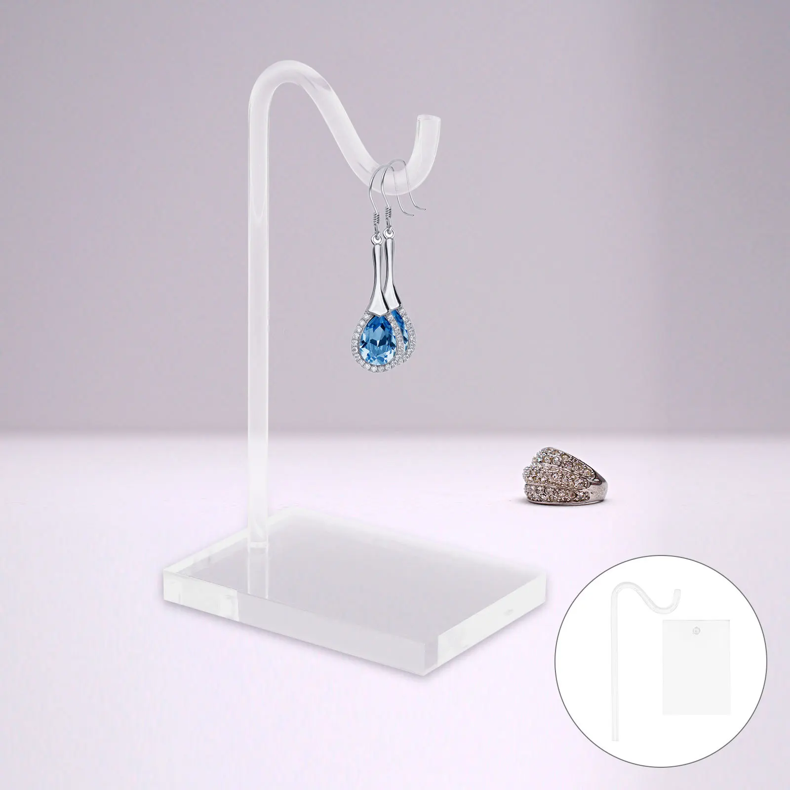 

2Pcs Acrylic Jewelry Storage Rack Compact Desktop Earring Necklace Organizer Holder Display Stand for Bracelets Earrings