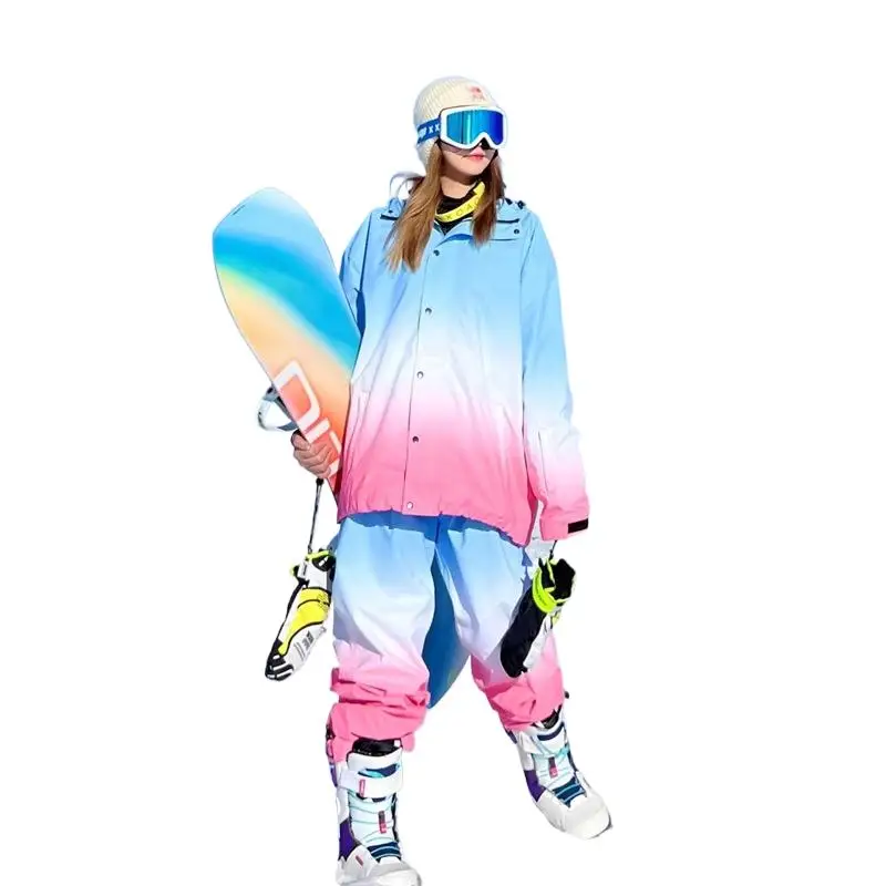 

Waterproof And Windproof Outdoor Sports Snowboard Ski Suit Set Kayak Tulumu Women's Coat Loose Couple Style Set Skiwear