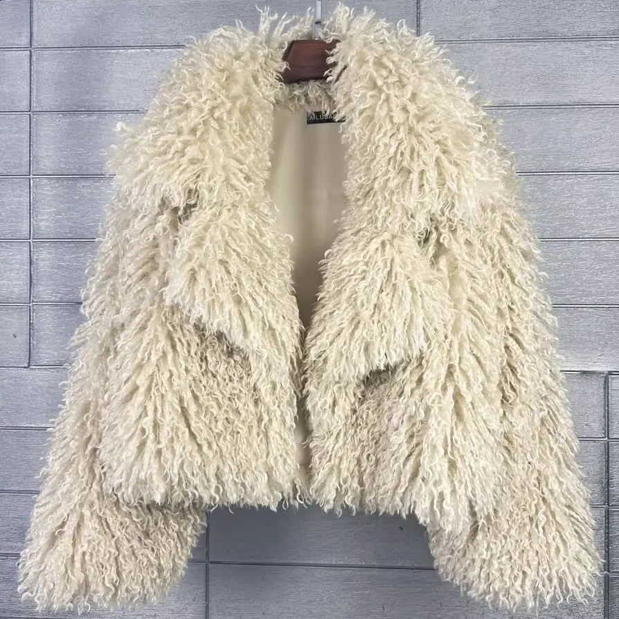 Women Curly Faux Fur Short Jacket Autumn Winter Fluffy Teddy Coat Shaggy Plush Outerwear Streetwear