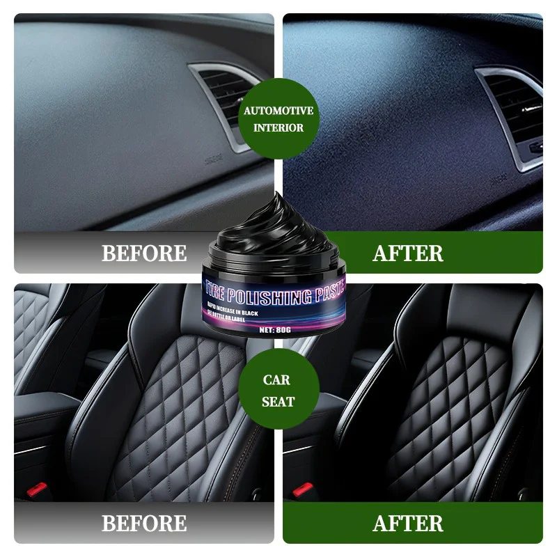 Excellent Car Leather Seat Care Cream 80g, Car Interior Leather Care Wax, Moisturizing and Polishing Cream