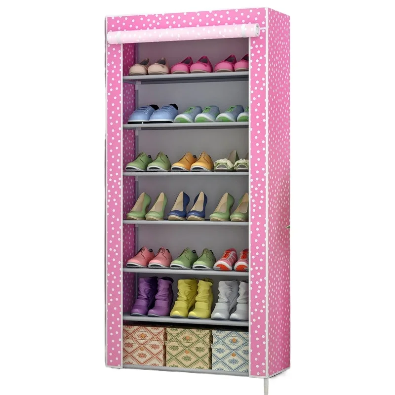 Sturdy Modular 7-Tier Shoe Rack with Dustproof Cover, Large Capacity Entryway Storage, Easy Assembly, Modern Simple Design