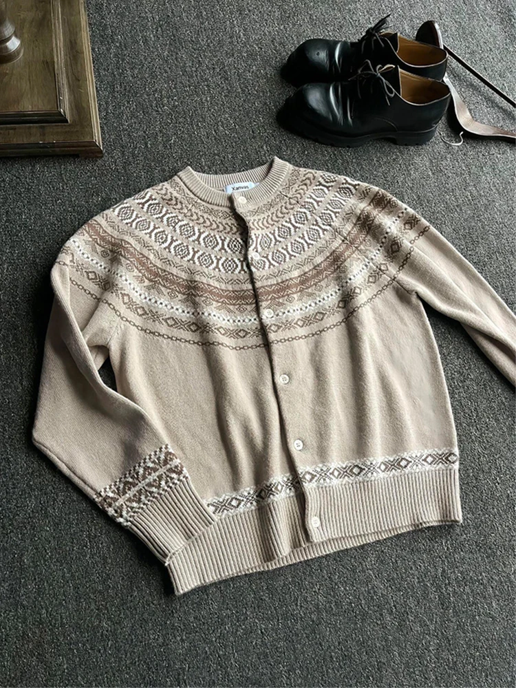 Trendy Slim Fit Knitted Sweater Jacket Mens Vintage Buttoned Stand Collar Knit Cardigan For Men Fall Winter Vintage Sweatercoats