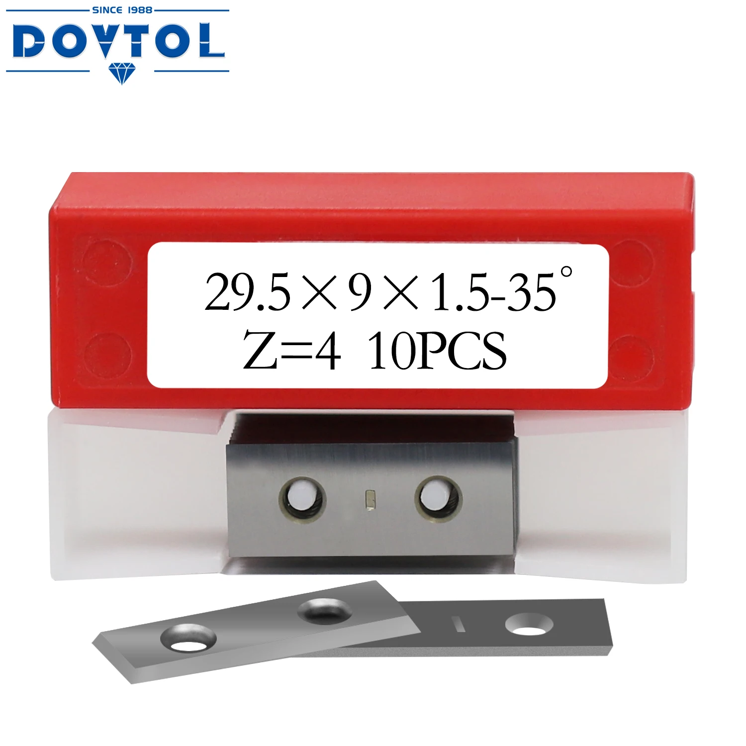 

Carbide Inserts Cutter Blades Knife 29.5x9x1.5mm Square Rectangle 4 Edges Reversible for Woodworking Groove Helical Planer 10pcs