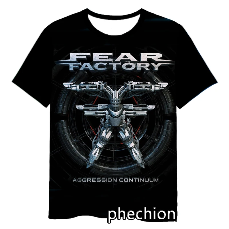 phechion New Fashion Men/Women Fear Factory Band 3D Print Short Sleeve T-Shirt Casual Hip Hop Summer T Shirt Tops S262