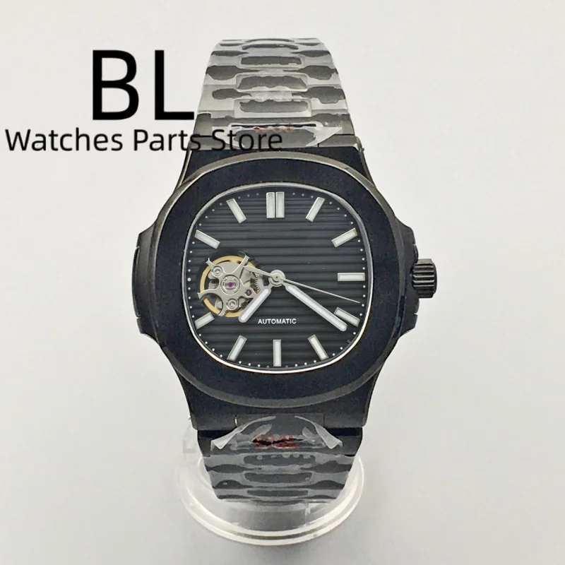 BLIGER 400MM Full Black Matte Square NH38 Automatic Men's Watch Sapphire Crystal Waterproof Black Blue Brown White Dilal Lumes