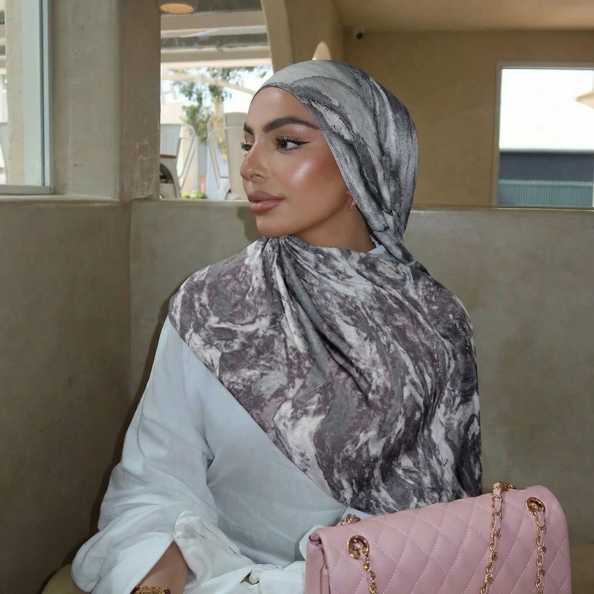 2026 New Women's Watercolor Hijab Scarf Bandana Headband Vintage Luxury Beach 180cm Long Handkerchief Bohemia Muslim Accessories