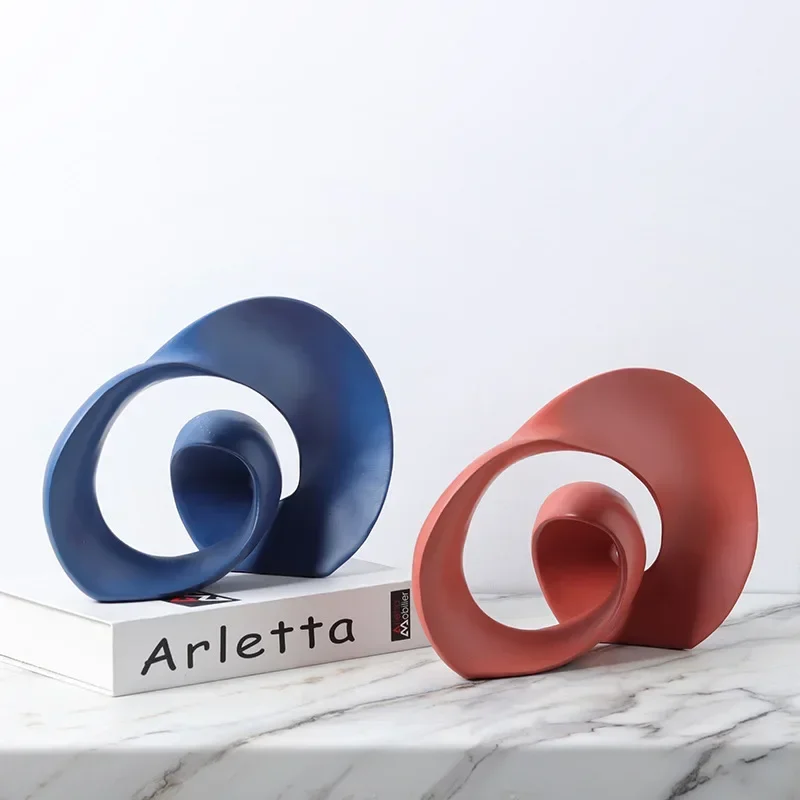 Resin Handicraft Abstract Geometric Sculpture Rotating Spiral Wave Curved Ornament Decorative Figurines Home Decoration