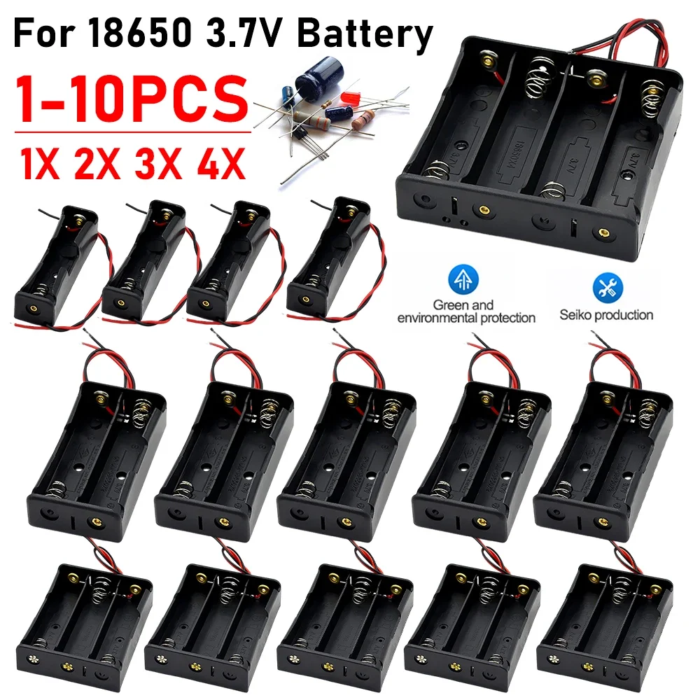 DIY Plastic 18650 Battery Box Storage Case 1 2 3 4 AA 18650 Power Bank Cases Battery Holder Container 1X 2X 3X 4X With Wire Lead