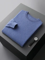 100% Pure Wool Cashmere Sweater Men O-Neck Pullover Spring Autumn New Long Sleeve Casual Large size Base Shirt Youth Knit Tops