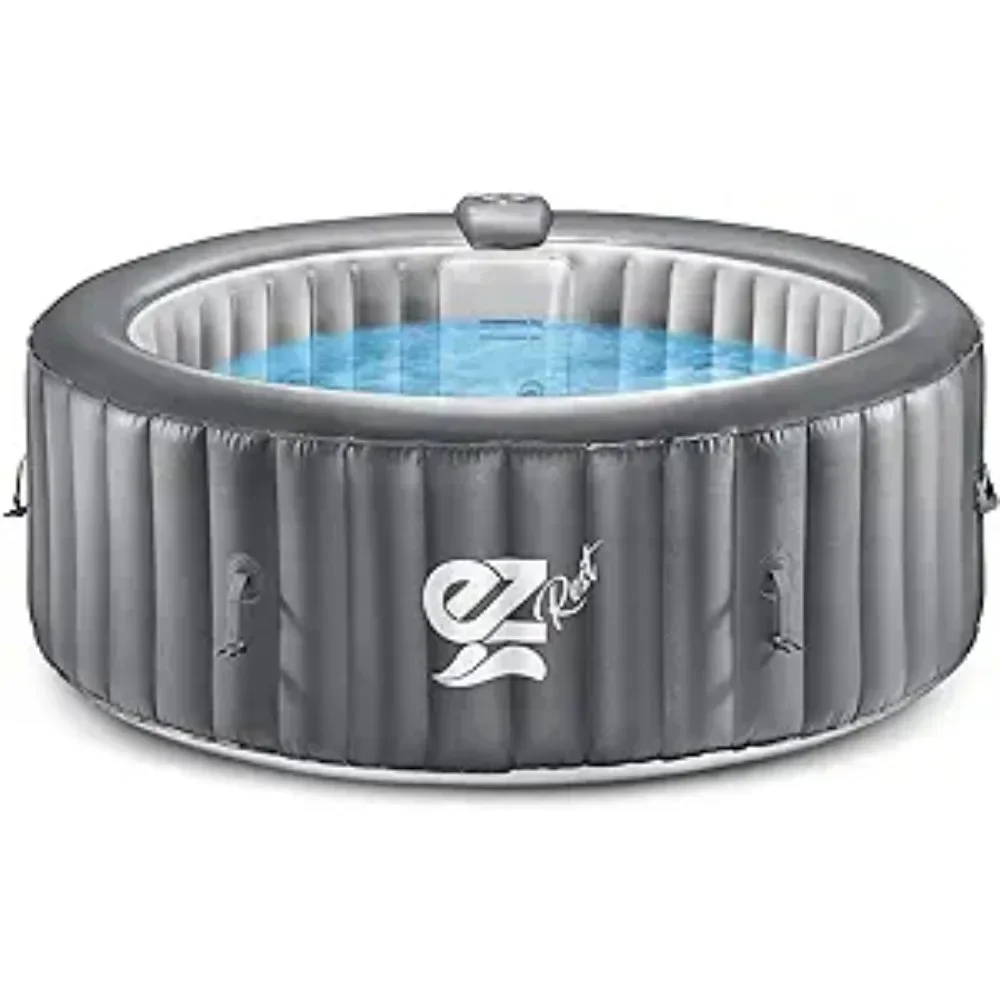 

LED Lights Piscina-f- Outdoor Portable Hot Tub - 82'' X 25'' 6-Person Round Inflatable Heated Pool Spa With 130 Bubble Jets Full