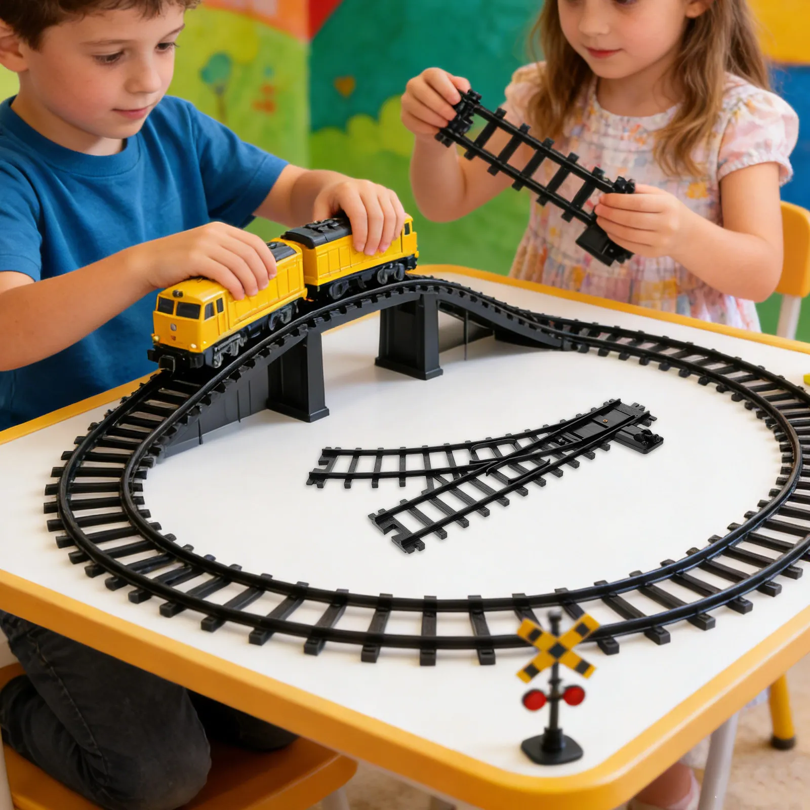 3Pcs Plastic Railway Track Connectors Flexible Train Track Attachments for Electric Train Sets Extension Pieces Compatible with