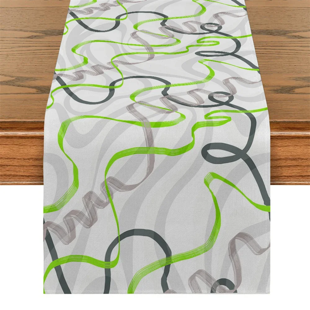 Line Table Flag Simple Twisted Pattern Table Runner Art Abstract Pattern Holiday Party Home Kitchen Tables Aesthetically Decor