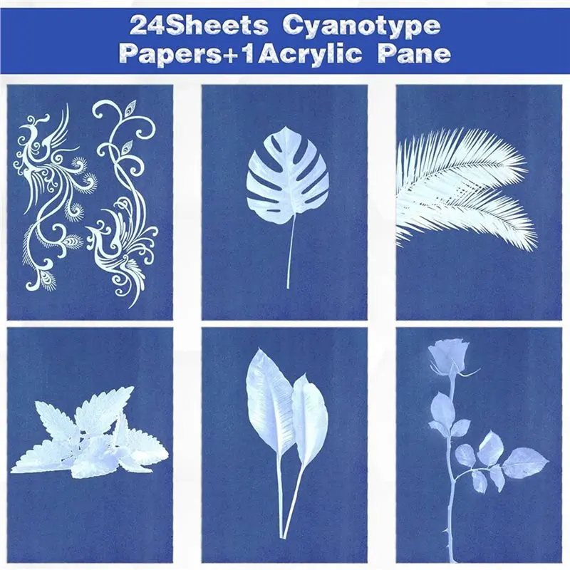 Limited Stock-FF Cyanotype Paper Kit, 96 Pcs Sun Print Paper Kit A5 Solar Drawing Paper Sensitivity Nature Printing Paper For Ar