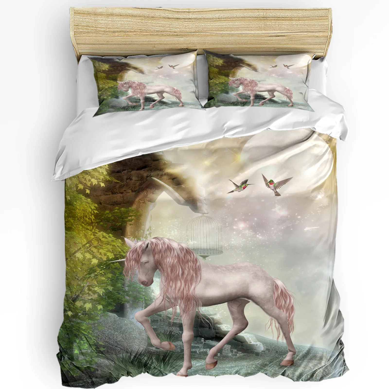 

Animal Unicorn Rainbow Heart Headphones Duvet Cover 3pcs Bedding Set Home Textile Quilt Cover Pillowcases Bedding Set No Sheet