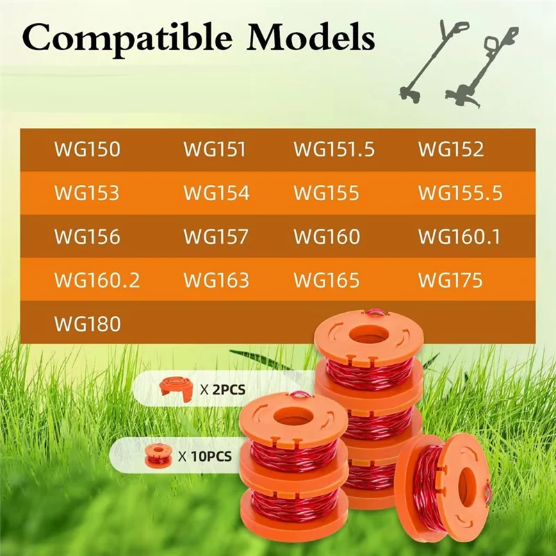 

A53Q-Trimmer Spool Line For Worx,12 Pack WA0010 Edger Spools Replacement For Worx, Trimmer Line Refills 0.065 Inch For Worx Dura
