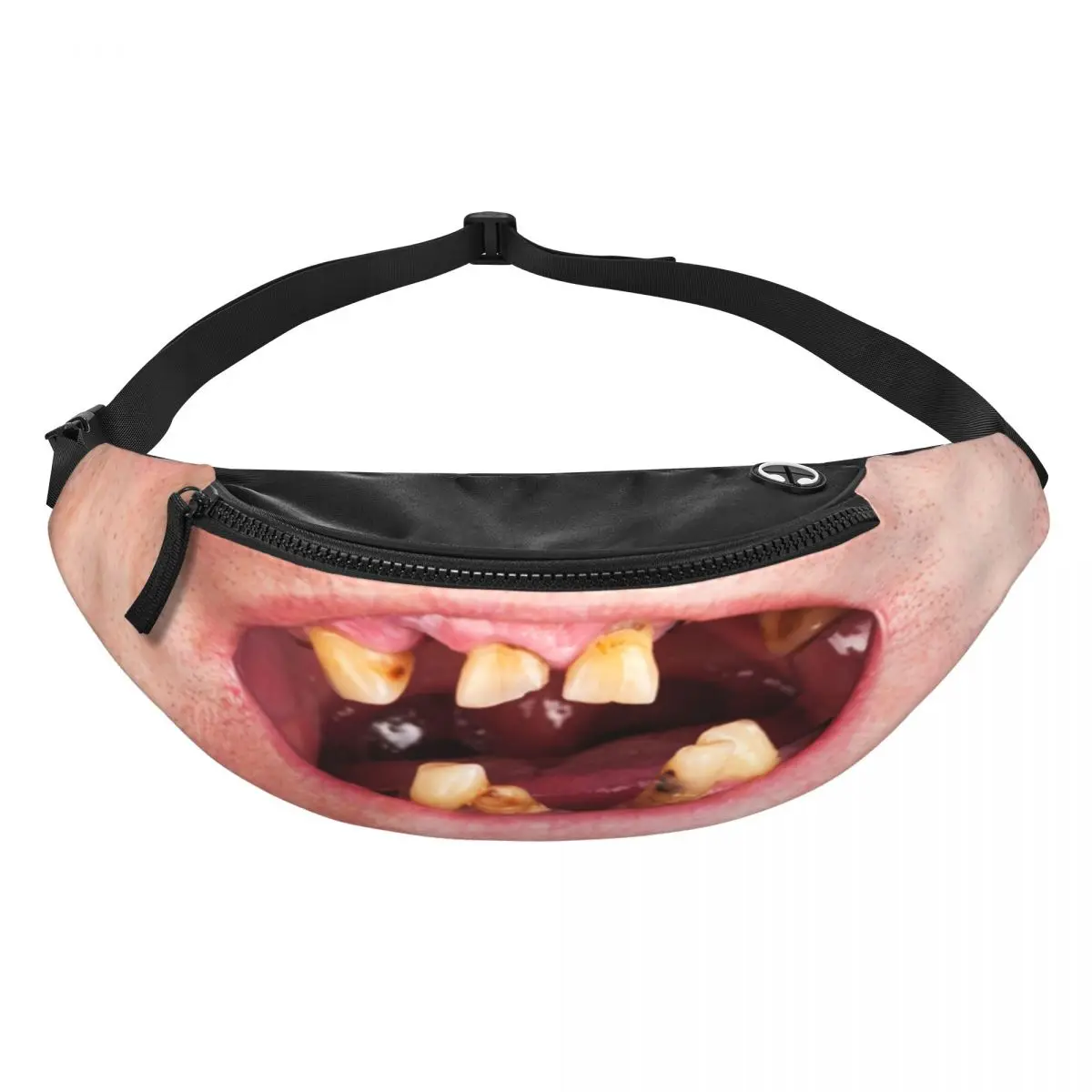 Funny Bad Teeth Fanny Pack Men Women Fashion Tooth Crossbody Waist Bag for Traveling Phone Money Pouch