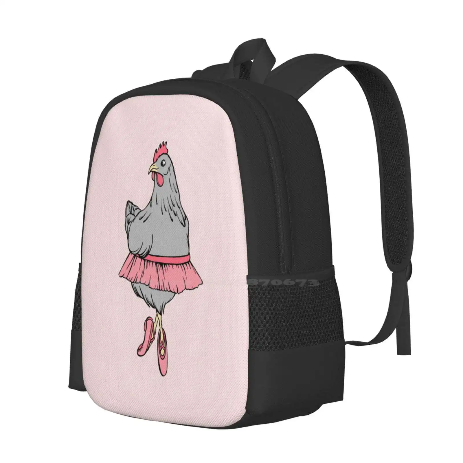 Ballerine jetable! Sac à dos jetable pour ordinateur portable de voyage, sac d'école, ballerine de poule, conception de modèle de mode